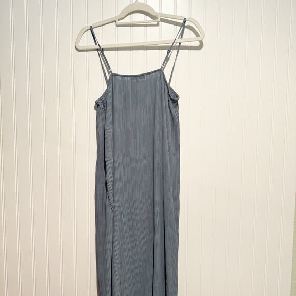 Madewell Goldie Slip Dress Plisse Tea Blue Midi Length Size 2 - Picture 7 of 7